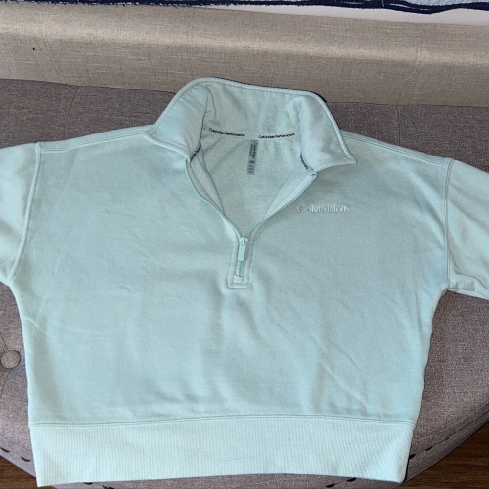 Calvin Klein Performance Seafoam/Mint Cropped 1/2 Zip Sweatshirt